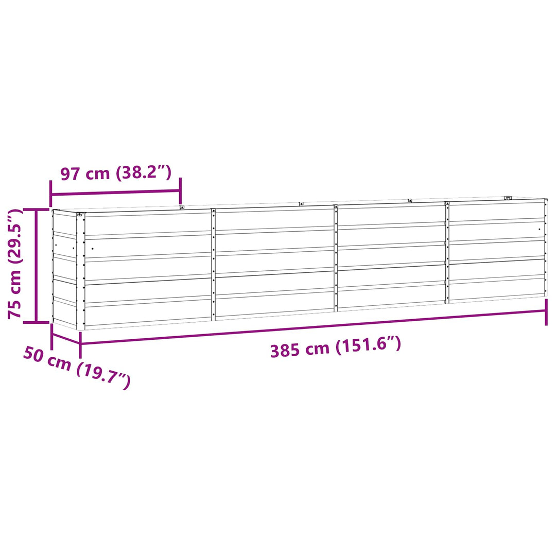 Plantekasse Antracit 385 x 50 x 75 cm Galvaniseret stål