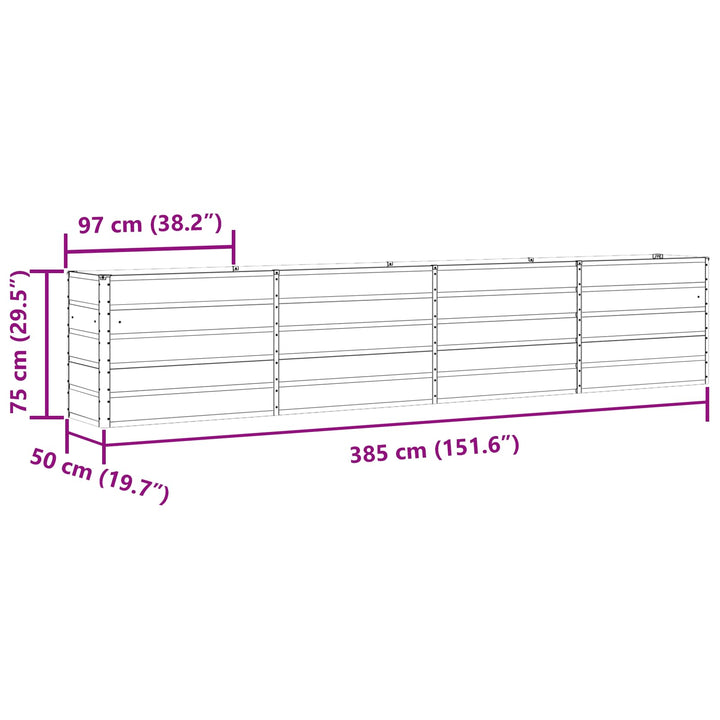 Plantekasse Antracit 385 x 50 x 75 cm Galvaniseret stål