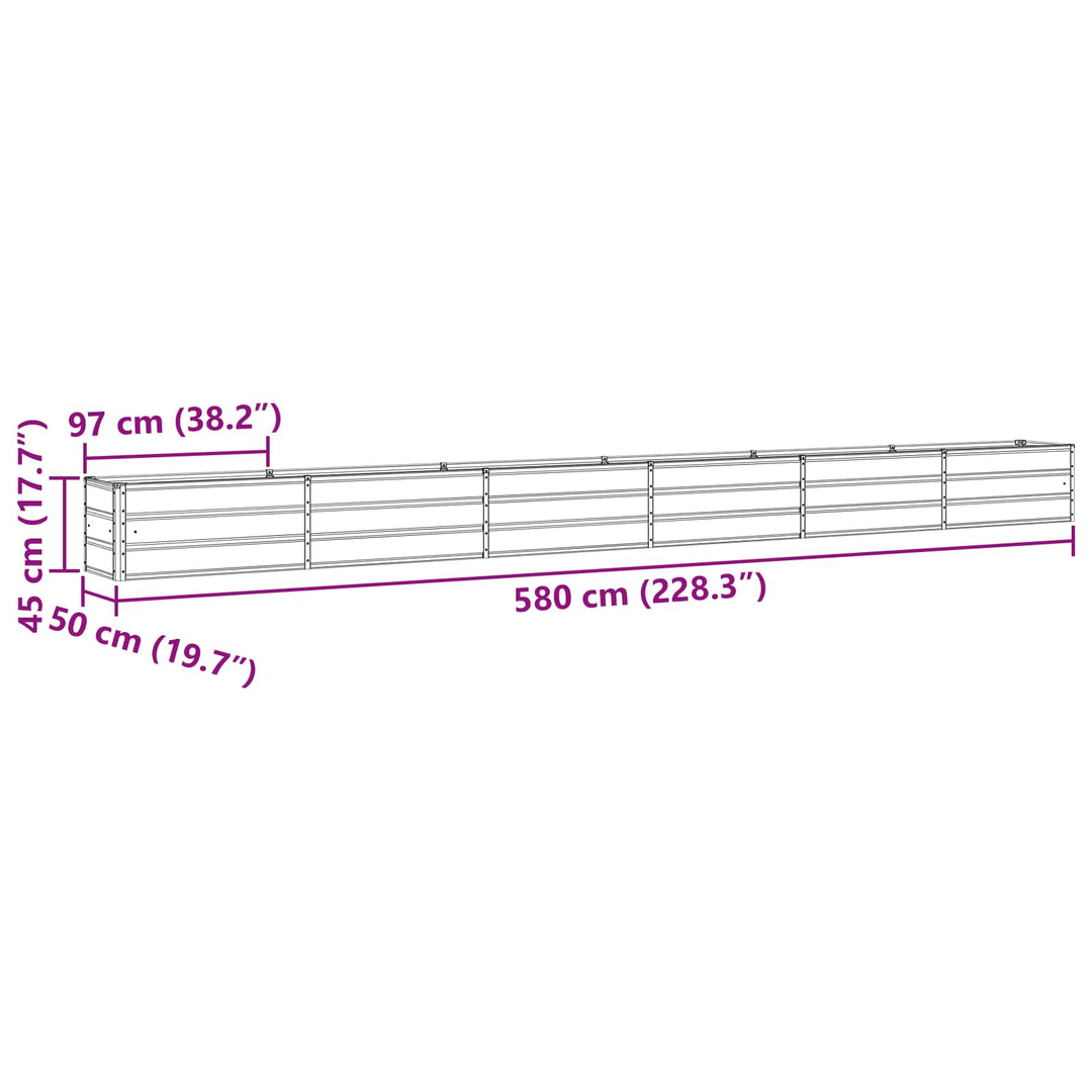 Plantekasse Antracit 580 x 50 x 45 cm Galvaniseret stål