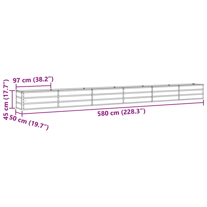 Plantekasse Antracit 580 x 50 x 45 cm Galvaniseret stål