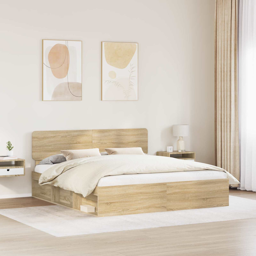 Sengestel med hovedgærde Sonoma 200 x 200 cm Massiv fyrretræ