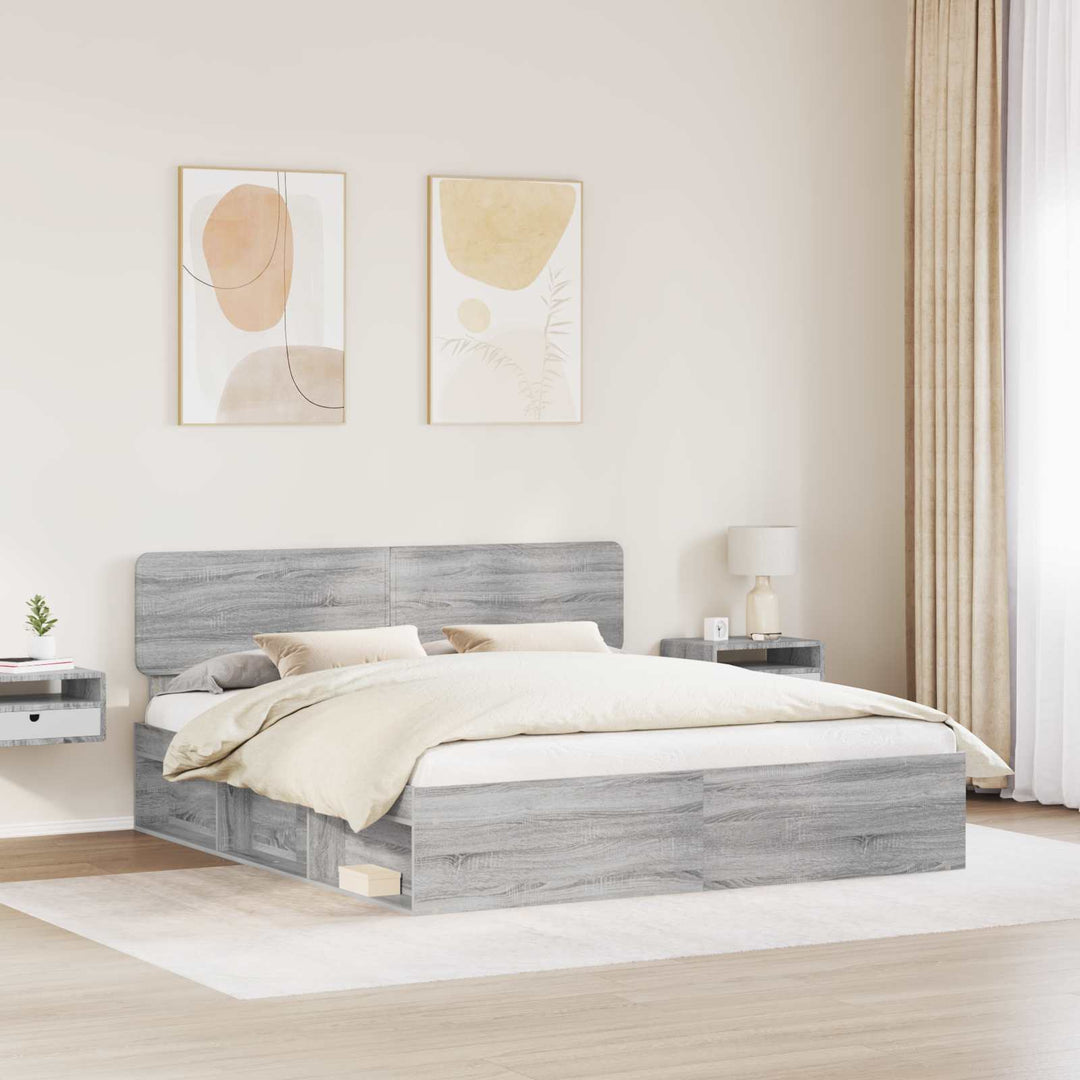 Sengestel Grå Sonoma 200 x 200 cm Massiv fyrretræ