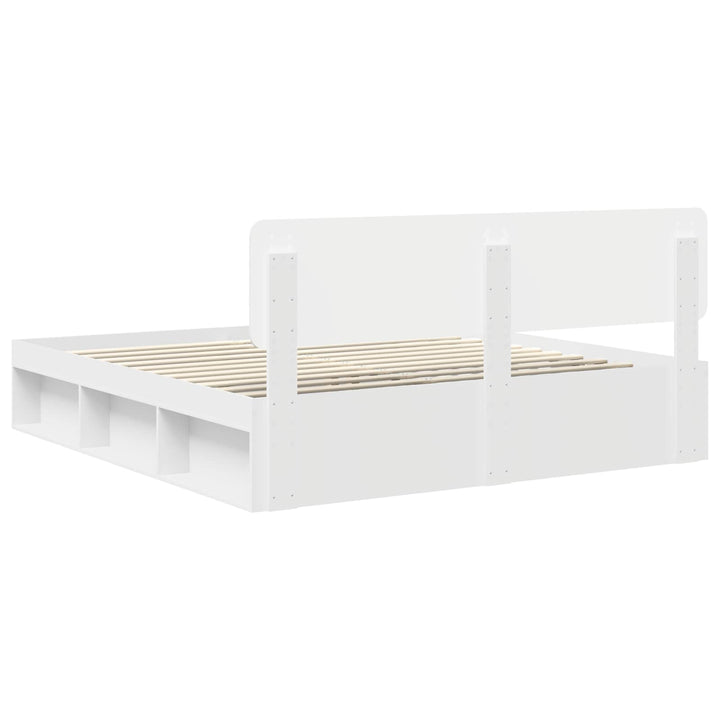 Sengestel med hovedgærde Hvid 180 x 200 cm Massiv fyrretræ