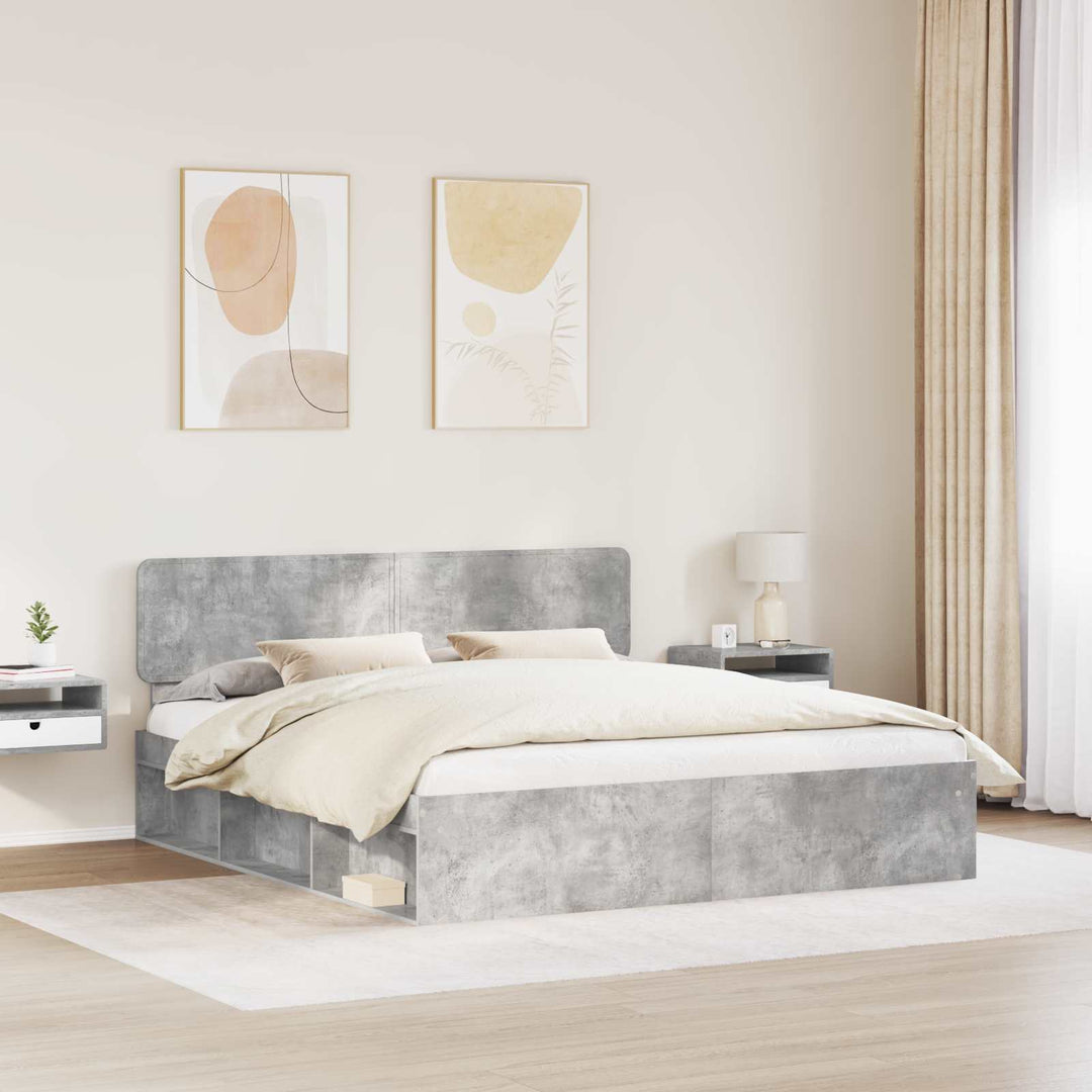 Sengestel med hovedgærde Beton 180 x 200 cm Massiv fyrretræ
