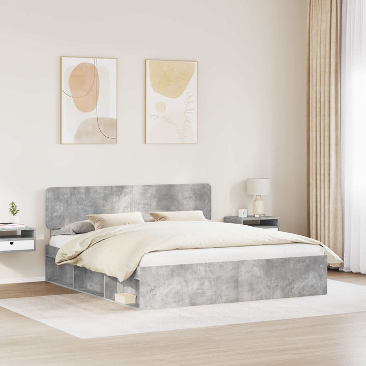 Sengestel med hovedgærde Beton 180 x 200 cm Massiv fyrretræ