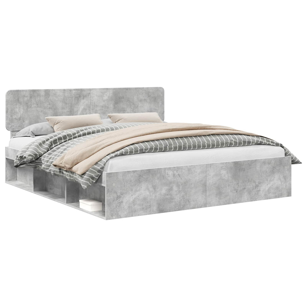 Sengestel med hovedgærde Beton 180 x 200 cm Massiv fyrretræ