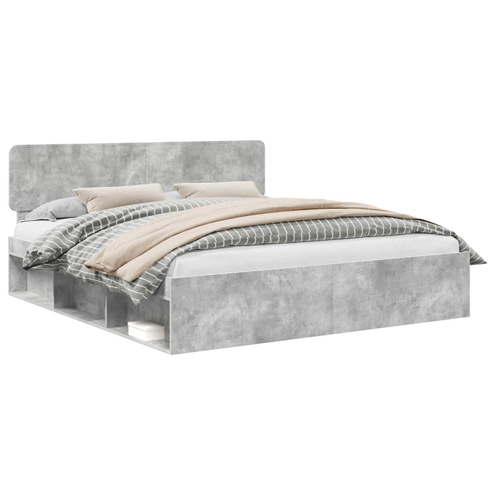 Sengestel med hovedgærde Beton 180 x 200 cm Massiv fyrretræ