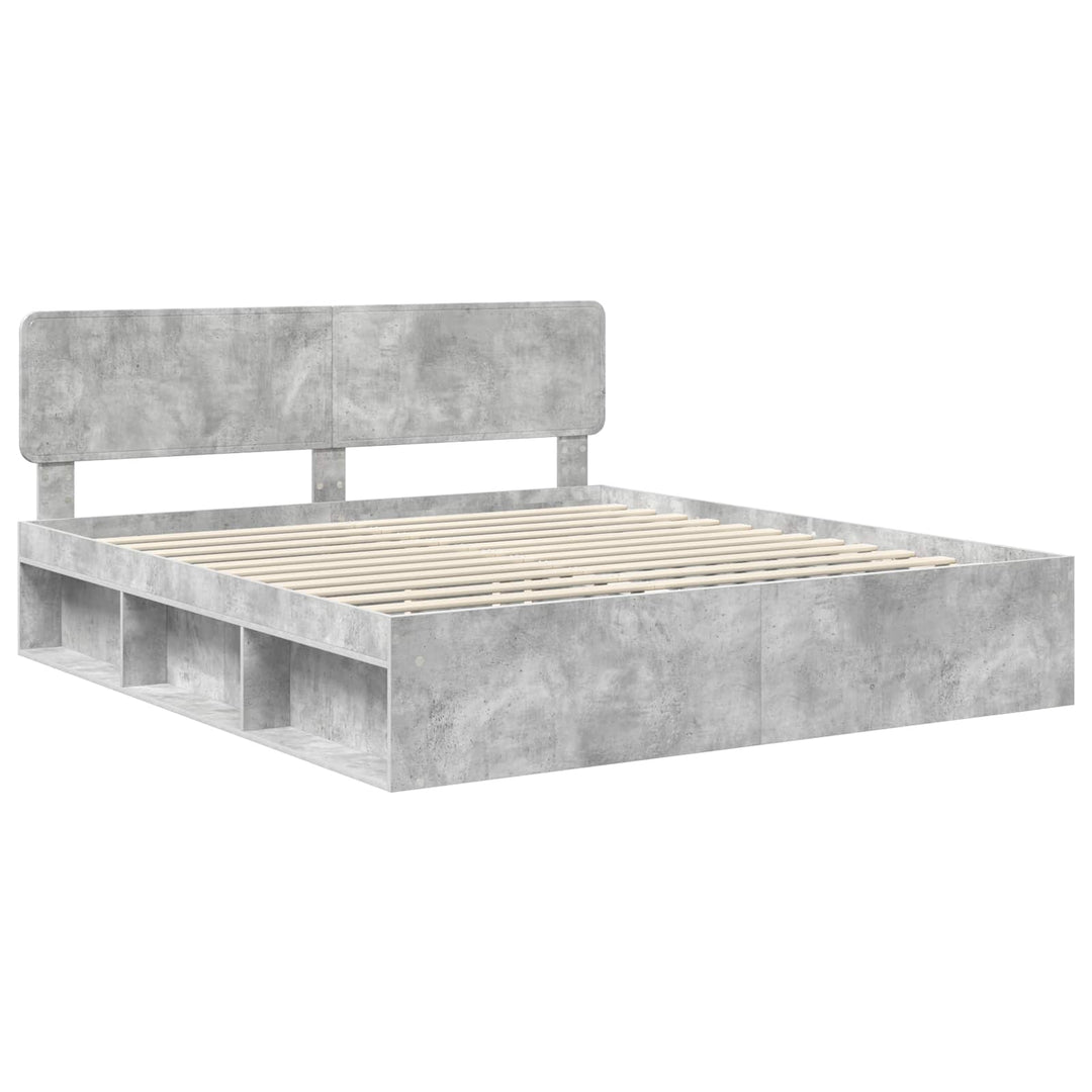Sengestel med hovedgærde Beton 180 x 200 cm Massiv fyrretræ
