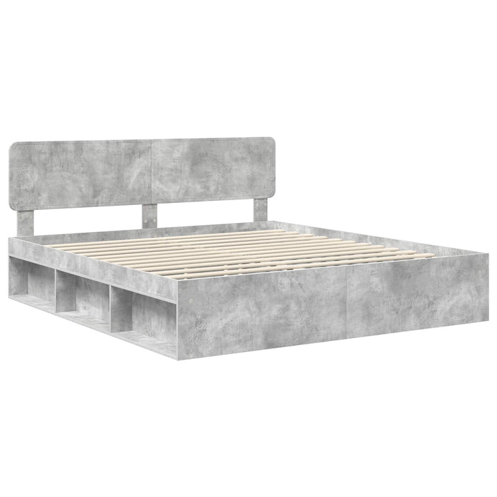 Sengestel med hovedgærde Beton 180 x 200 cm Massiv fyrretræ