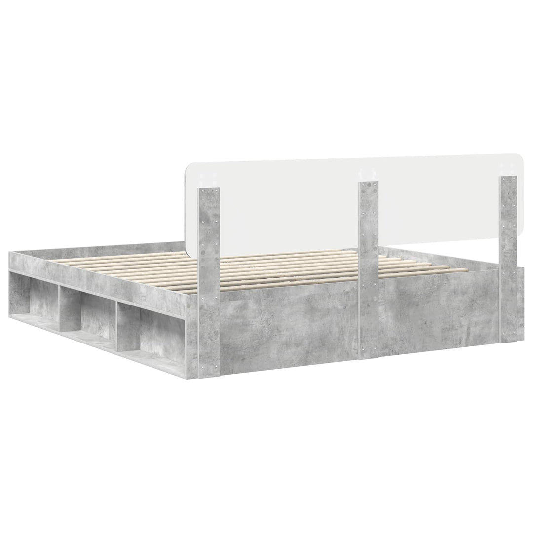 Sengestel med hovedgærde Beton 180 x 200 cm Massiv fyrretræ