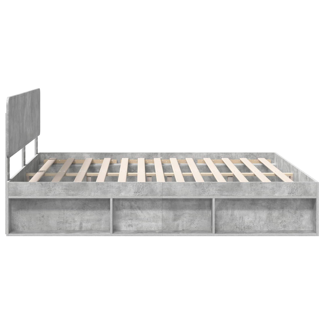 Sengestel med hovedgærde Beton 180 x 200 cm Massiv fyrretræ