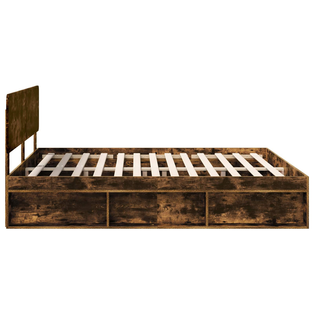 Sengestel med hovedgærde Røget eg 180 x 200 cm Massiv fyrretræ