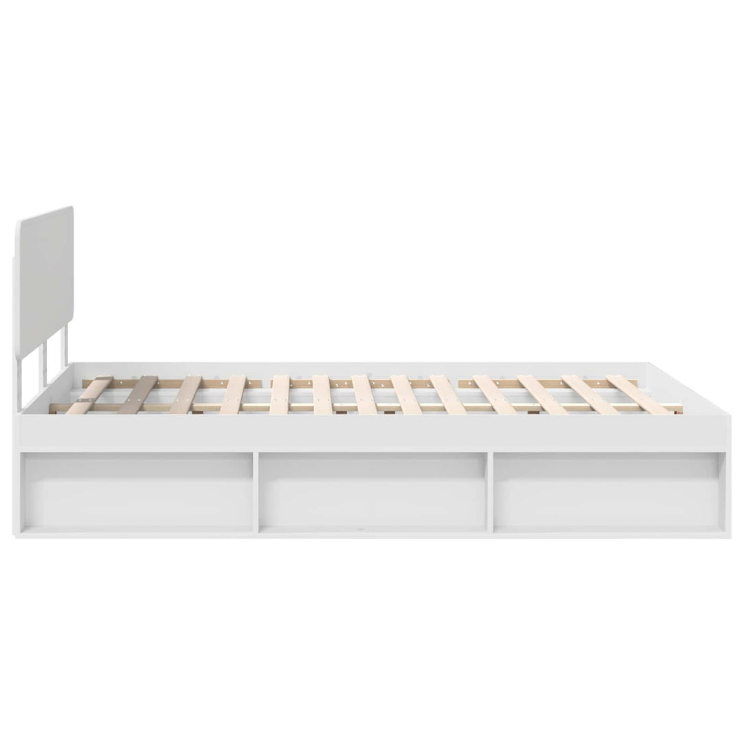Sengestel med hovedgærde Hvid 160 x 200 cm Massiv fyrretræ