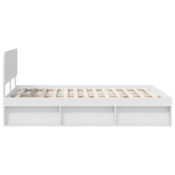 Sengestel med hovedgærde Hvid 160 x 200 cm Massiv fyrretræ