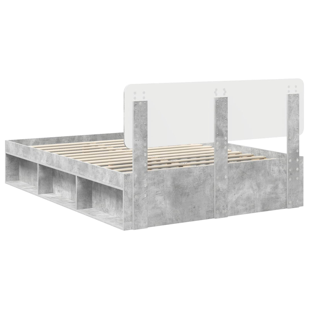 Sengestel med hovedgærde Beton 160 x 200 cm Massiv fyrretræ