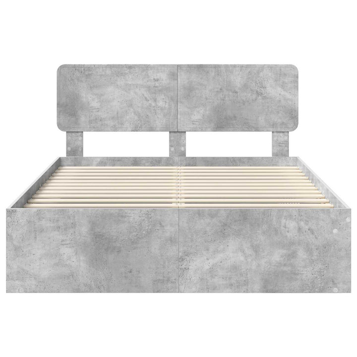 Sengestel med hovedgærde Beton 160 x 200 cm Massiv fyrretræ