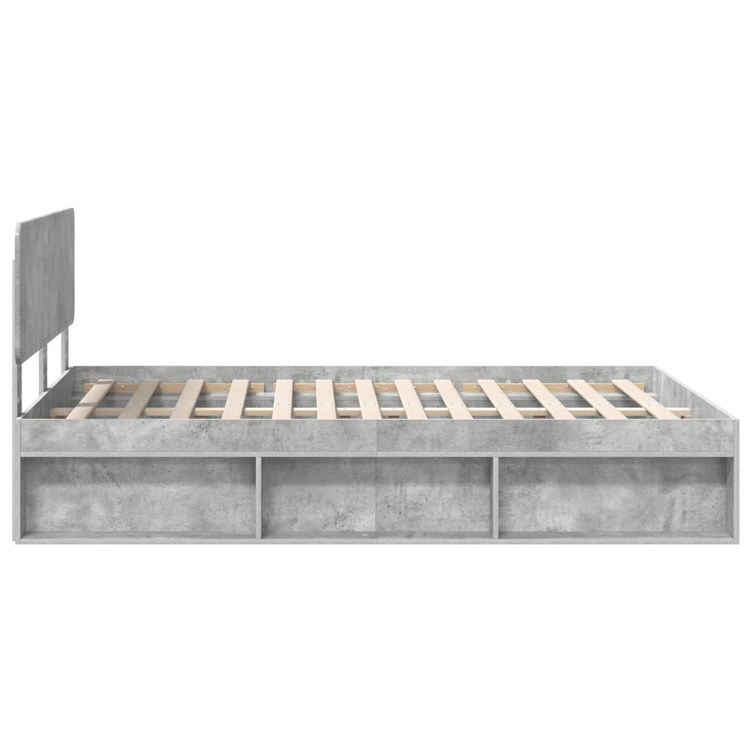 Sengestel med hovedgærde Beton 160 x 200 cm Massiv fyrretræ