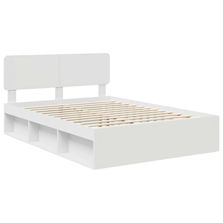 Sengestel med hovedgærde Hvid 150 x 200 cm Massiv fyrretræ
