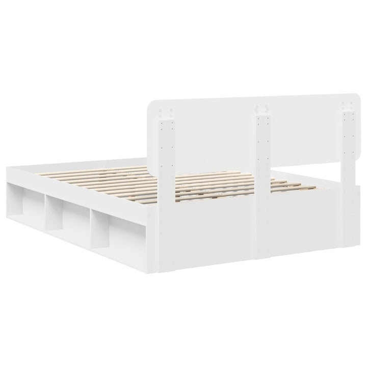 Sengestel med hovedgærde Hvid 150 x 200 cm Massiv fyrretræ