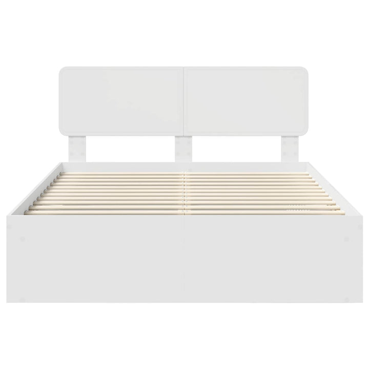 Sengestel med hovedgærde Hvid 150 x 200 cm Massiv fyrretræ