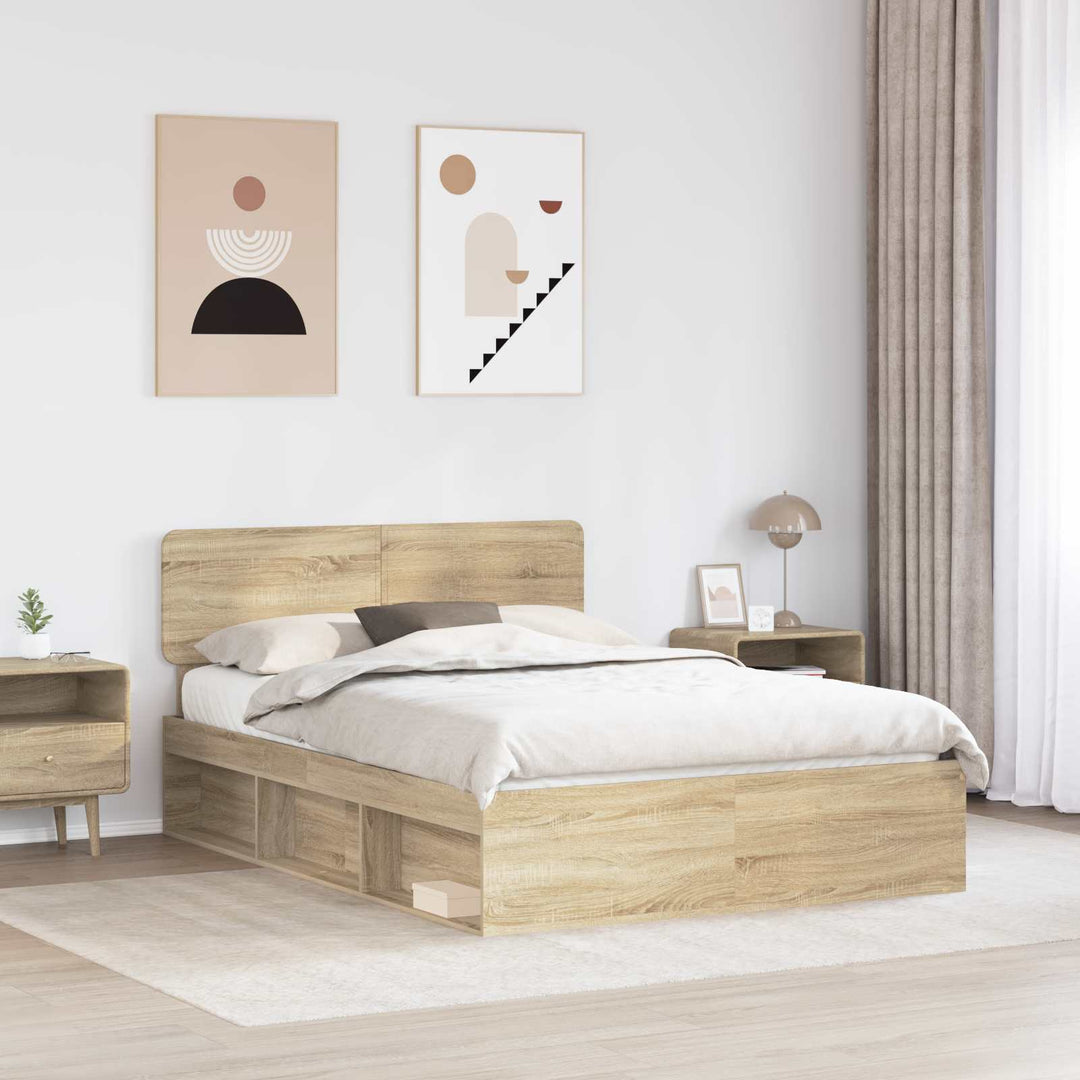 Sengestel med hovedgærde Sonoma 140 x 200 cm Massiv fyrretræ