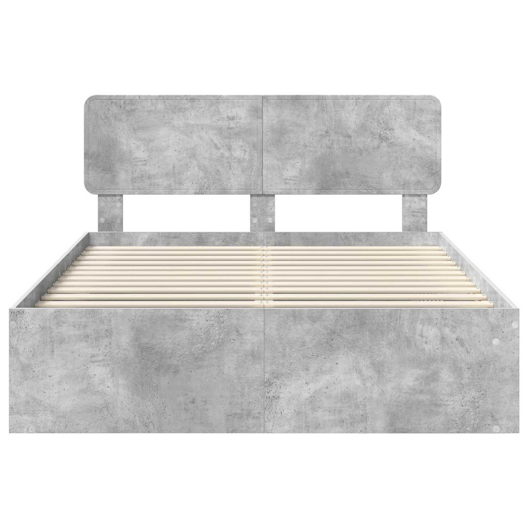 Sengestel med hovedgærde Beton 140 x 200 cm Massiv fyrretræ