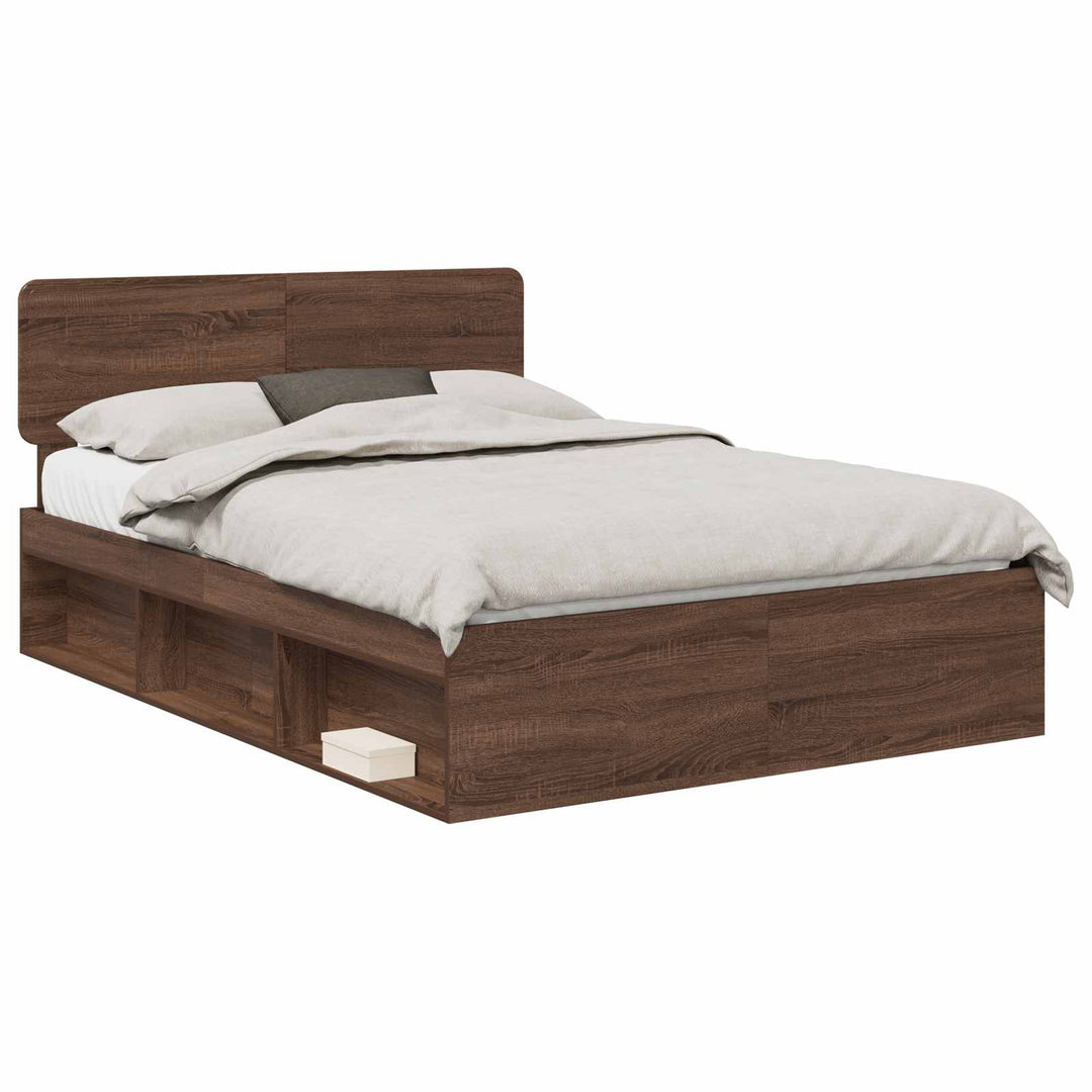 Sengestel med hovedgærde Brun eg 140 x 200 cm Massiv fyrretræ