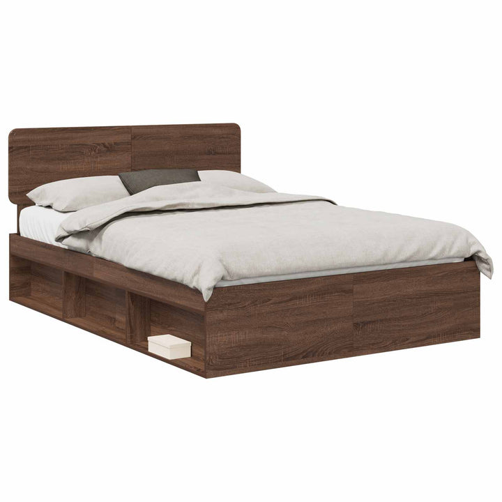 Sengestel med hovedgærde Brun eg 140 x 200 cm Massiv fyrretræ