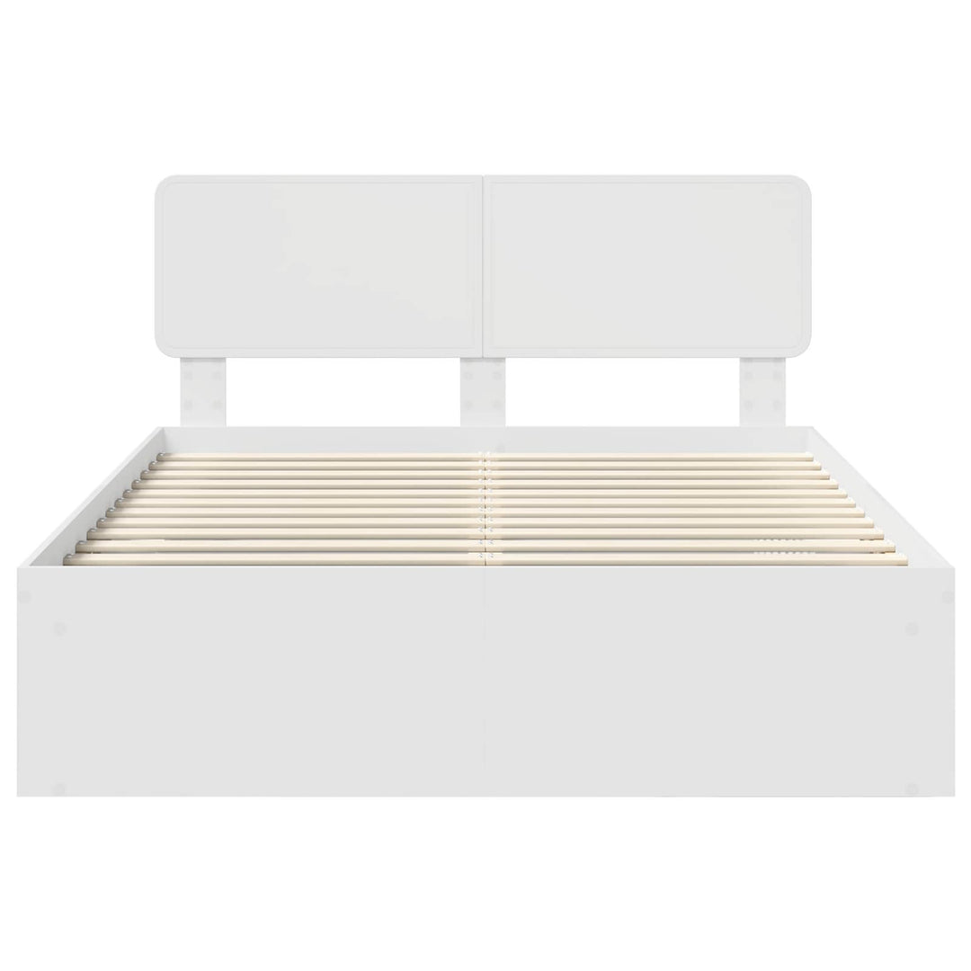 Sengestel med hovedgærde Hvid 140 x 190 cm Massiv fyrretræ