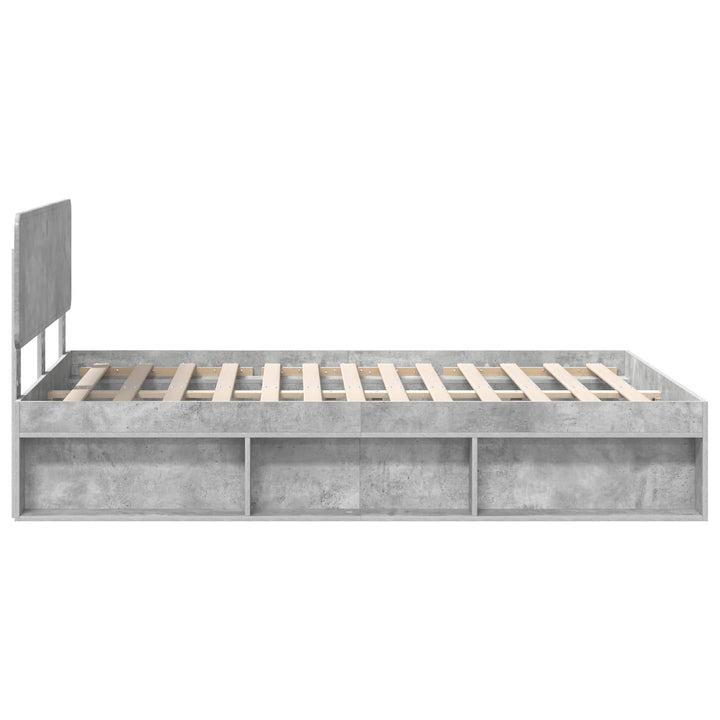 Sengestel med hovedgærde Beton 140 x 190 cm Massiv fyrretræ