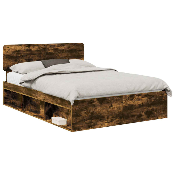 Sengestel med hovedgærde Røget eg 140 x 190 cm Massiv fyrretræ