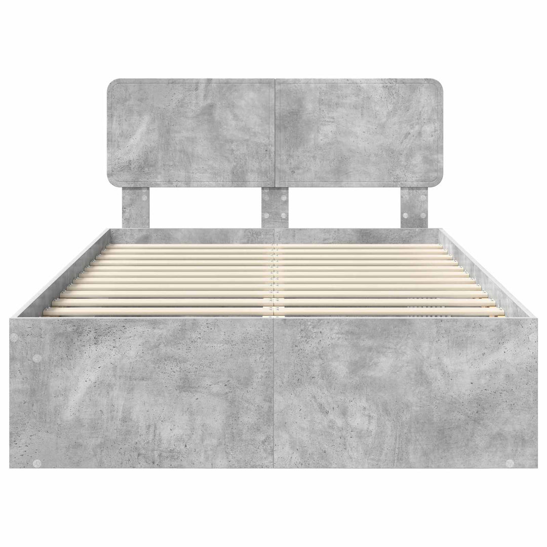 Sengestel med hovedgærde Beton Grå 135 x 190 cm Massiv fyrretræ