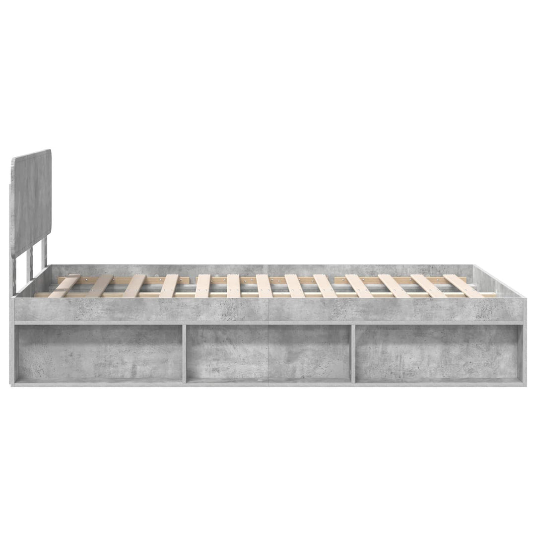 Sengestel med hovedgærde Beton Grå 135 x 190 cm Massiv fyrretræ