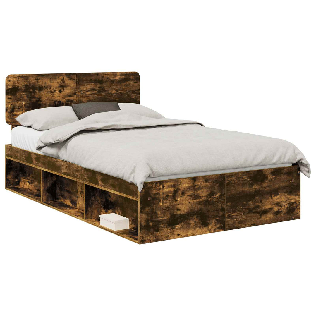 Sengestel med hovedgærde Røget eg 135 x 190 cm Massiv fyrretræ