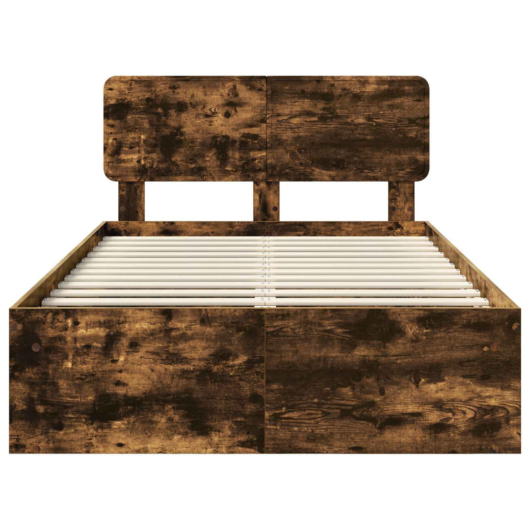 Sengestel med hovedgærde Røget eg 135 x 190 cm Massiv fyrretræ