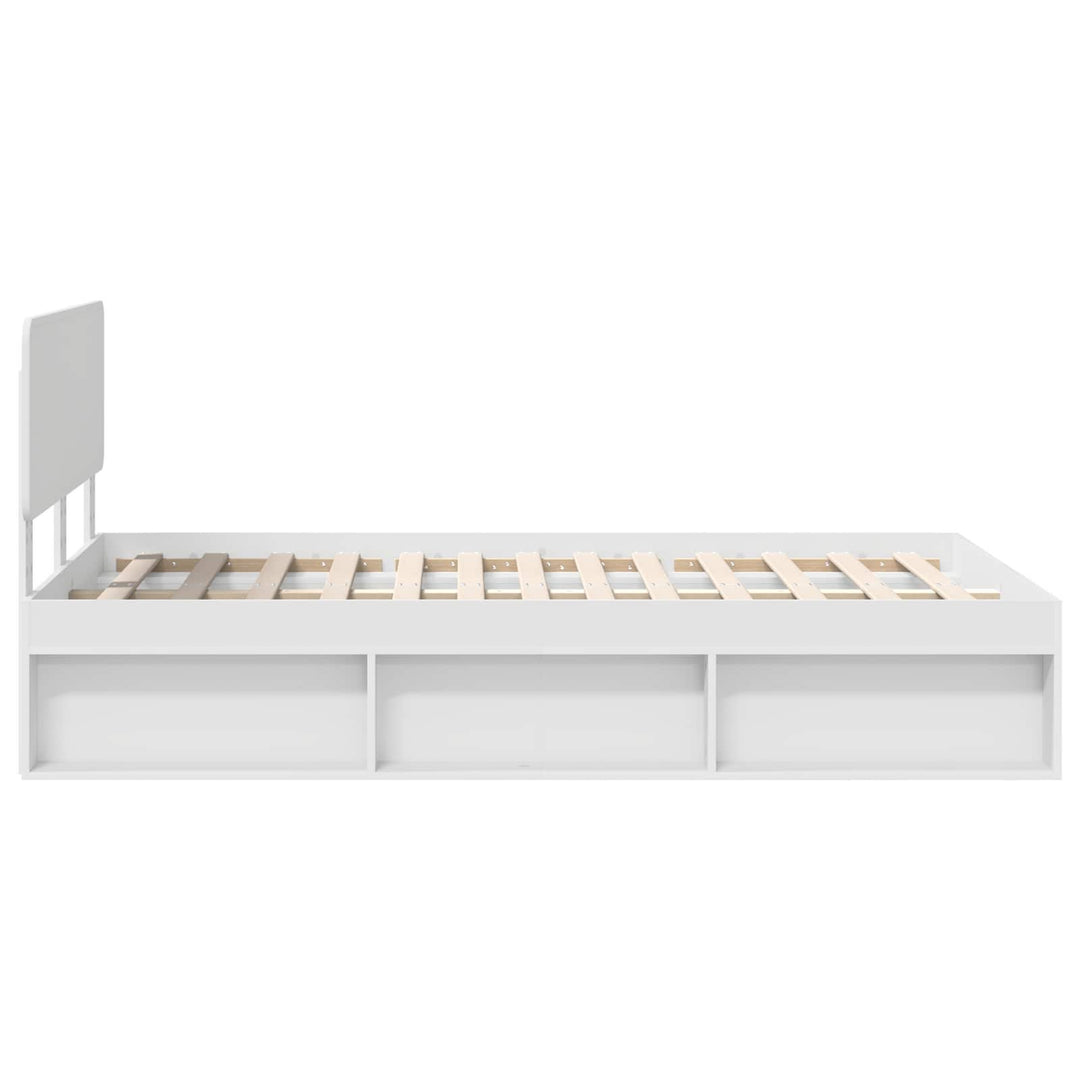 Sengestel med hovedgærde Hvid 120 x 200 cm Massiv fyrretræ
