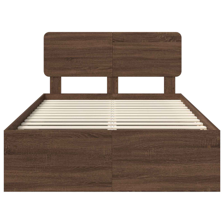 Sengestel med hovedgærde Brun eg 120 x 200 cm Massiv fyrretræ
