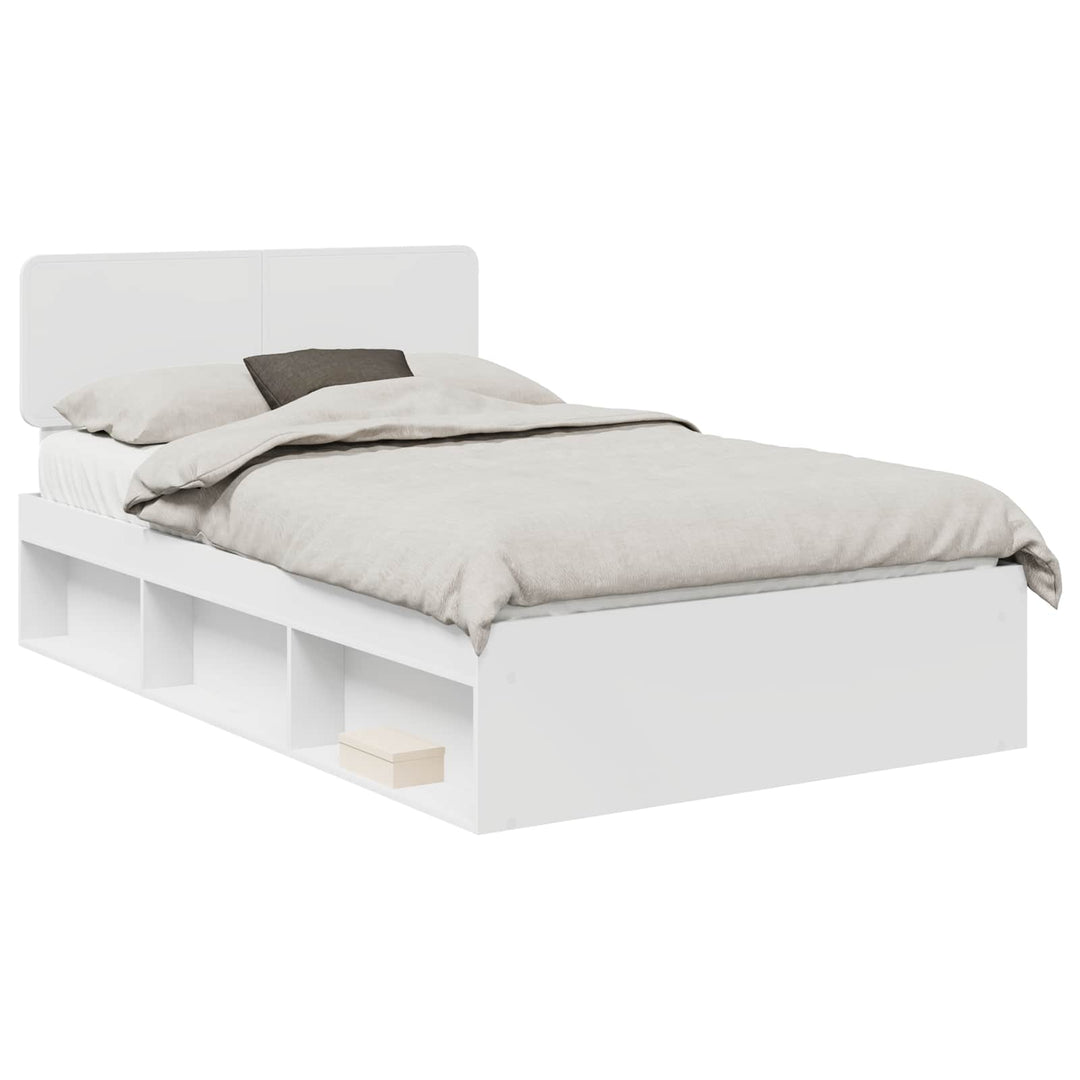 Sengestel med hovedgærde Hvid 120 x 190 cm Massiv fyrretræ
