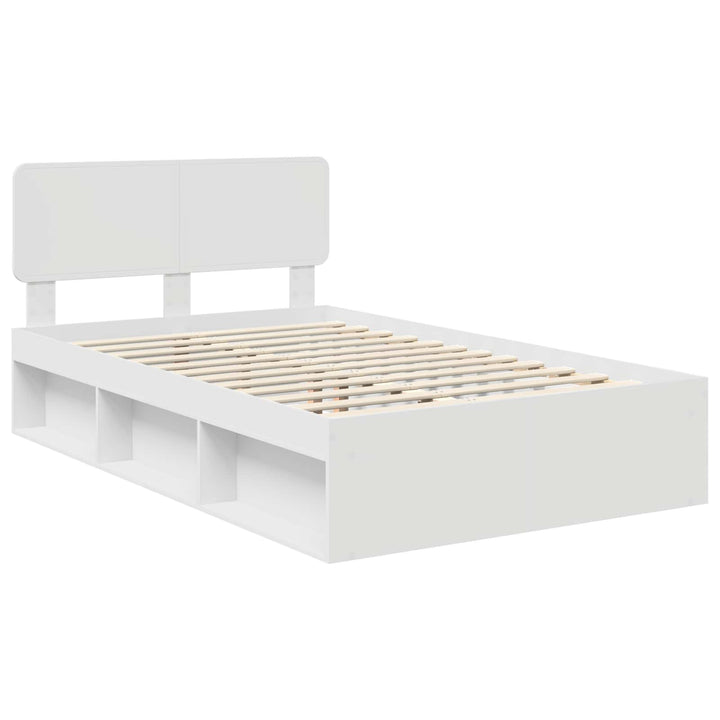 Sengestel med hovedgærde Hvid 120 x 190 cm Massiv fyrretræ