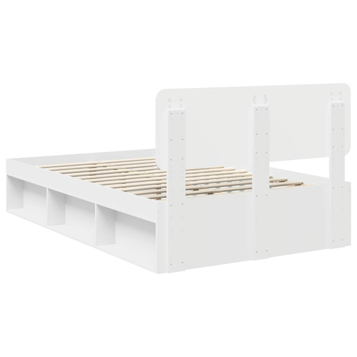 Sengestel med hovedgærde Hvid 120 x 190 cm Massiv fyrretræ