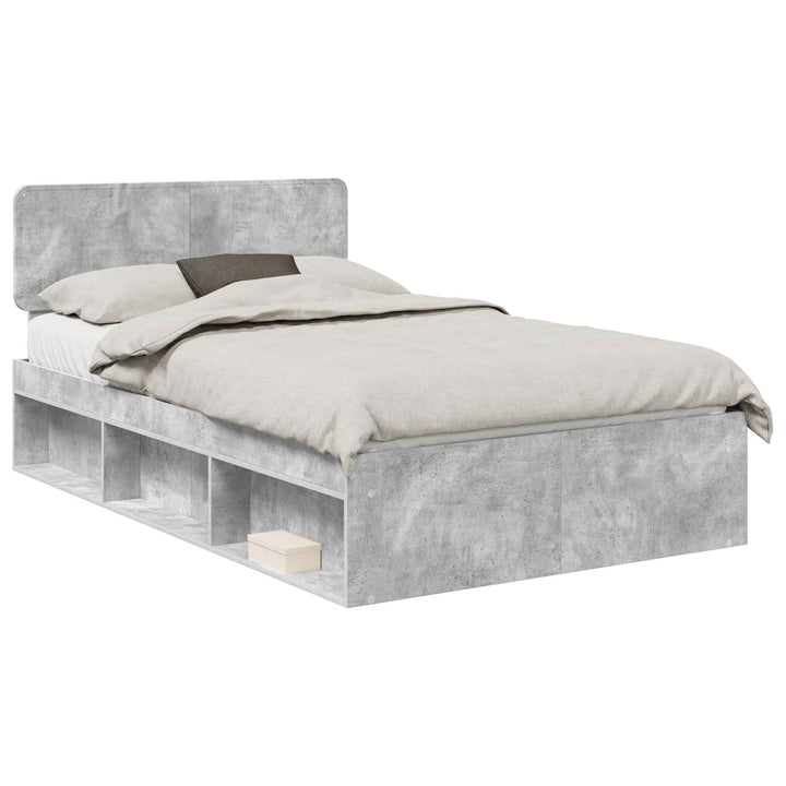 Sengestel med hovedgærde Beton 120 x 190 cm Massiv fyrretræ
