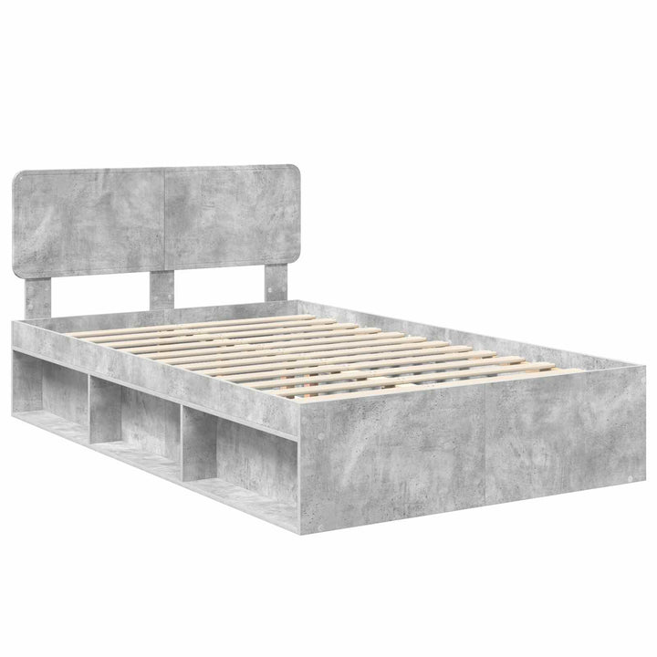 Sengestel med hovedgærde Beton 120 x 190 cm Massiv fyrretræ