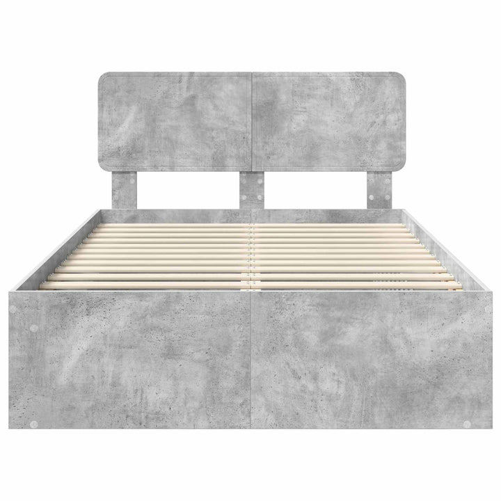Sengestel med hovedgærde Beton 120 x 190 cm Massiv fyrretræ