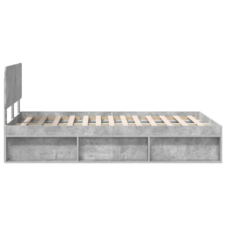 Sengestel med hovedgærde Beton 120 x 190 cm Massiv fyrretræ