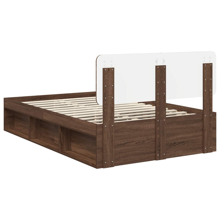 Sengestel med hovedgærde Brun eg 120 x 190 cm Massiv fyrretræ