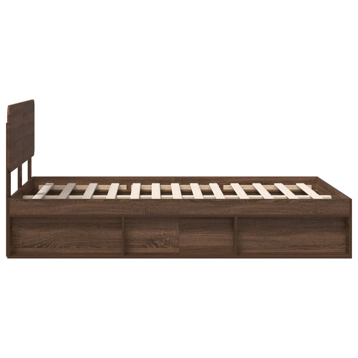 Sengestel med hovedgærde Brun eg 120 x 190 cm Massiv fyrretræ