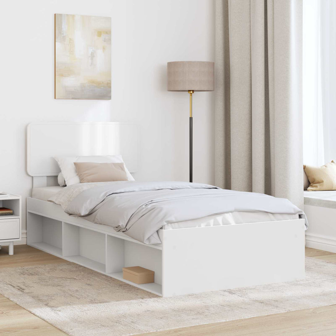 Sengestel med hovedgærde Hvid 100 x 200 cm Massiv fyrretræ