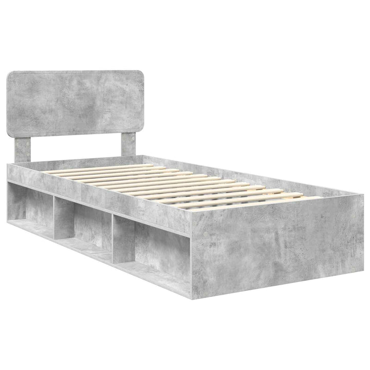Sengestel med hovedgærde Beton Grå 100 x 200 cm Massiv fyrretræ