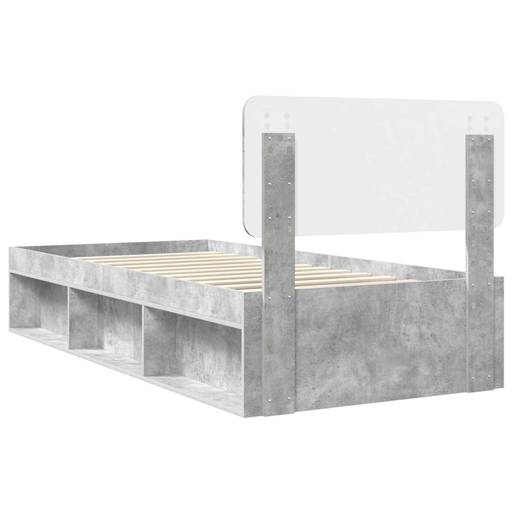 Sengestel med hovedgærde Beton Grå 100 x 200 cm Massiv fyrretræ