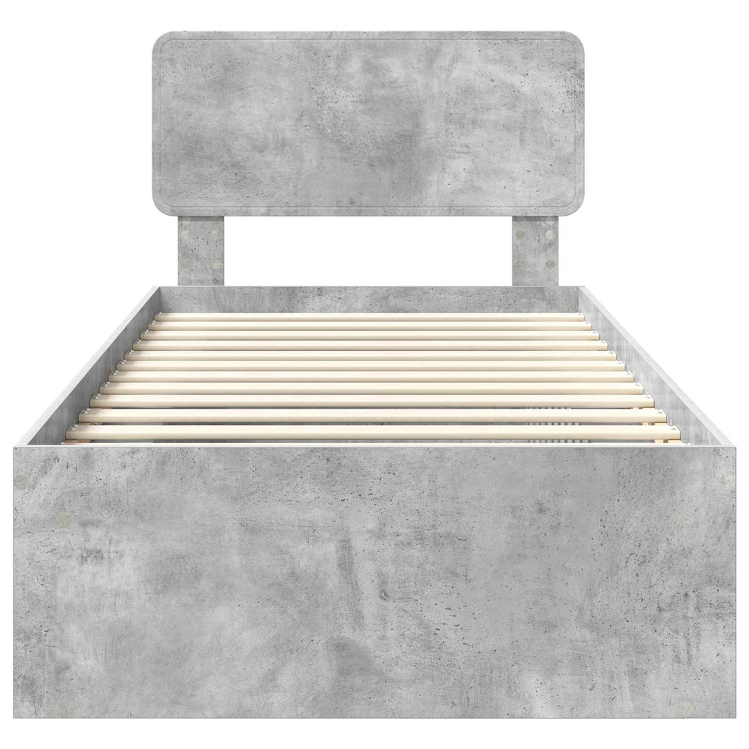 Sengestel med hovedgærde Beton Grå 100 x 200 cm Massiv fyrretræ